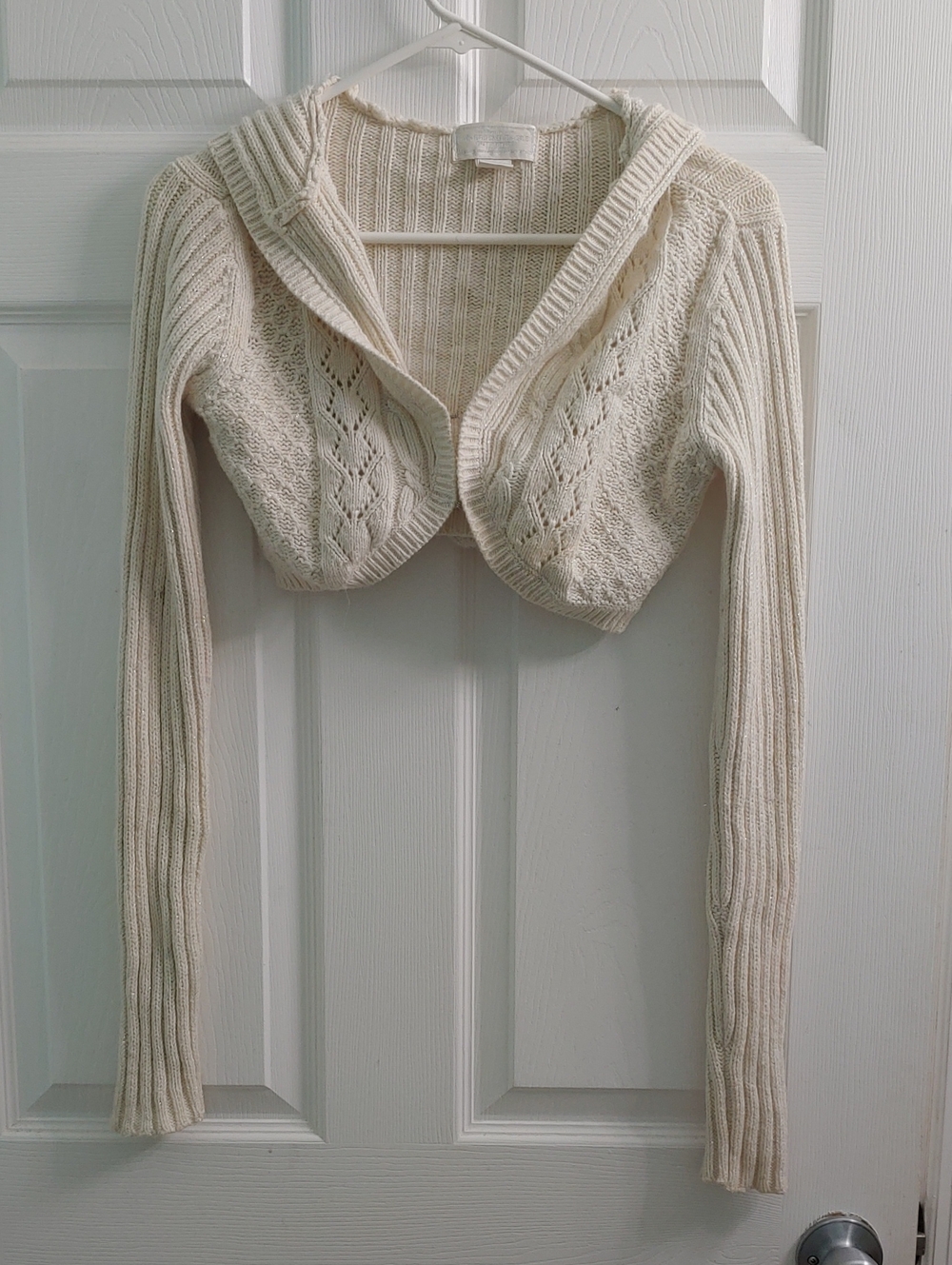 Vintage Y2K American Eagle Cardigan Cable Knit Cropped Hoodie Rare Womens Size S